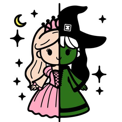 split princess and witch