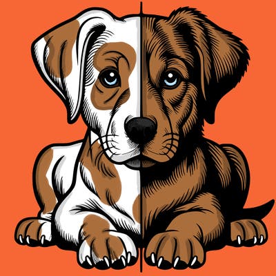 realistic dog split picture
