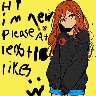 manga teen girl  in a sweater and baggy pants