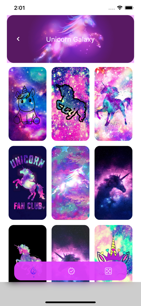 Unicorn Wallpaper HD - A gallery of colorful unicorn galaxy wallpapers for mobile phones