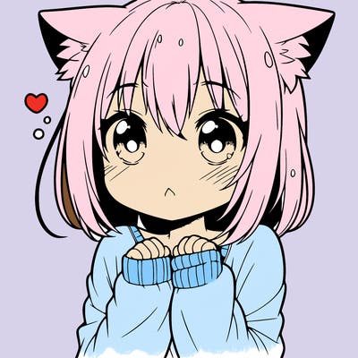 shy anime catgirl