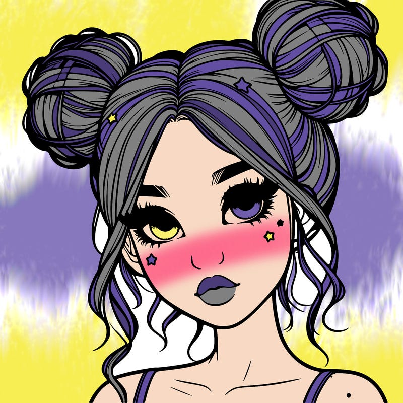 realistic girl with space buns