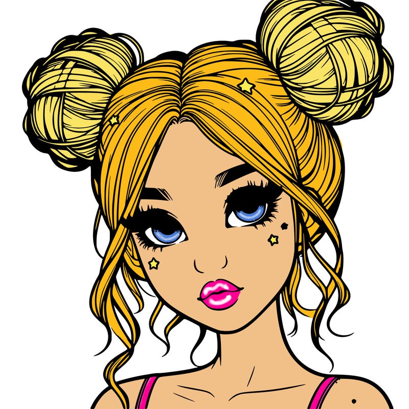 realistic girl with space buns