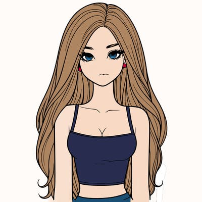 realistic girl long hair chubby