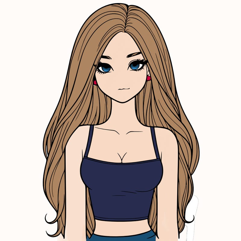 realistic girl long hair chubby