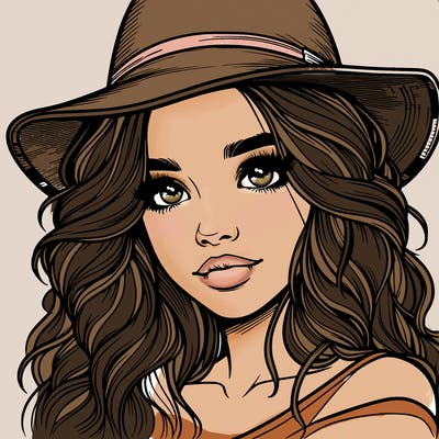 realistic girl with hat