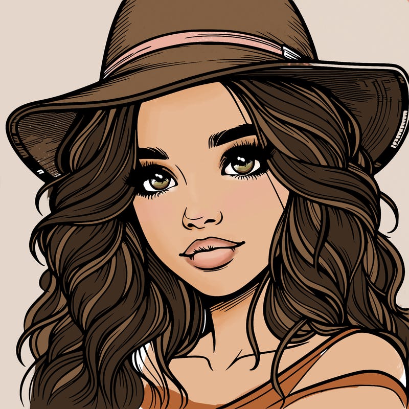 realistic girl with hat