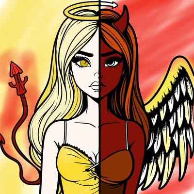 devil vs angel realistic girl