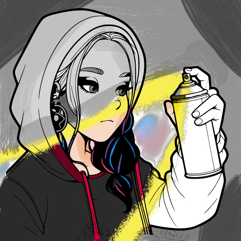 a realistic girl, spray painting