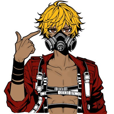 hot anime boy wearing gas mask