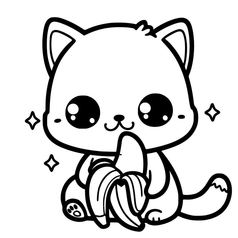 cute cat eating a banana