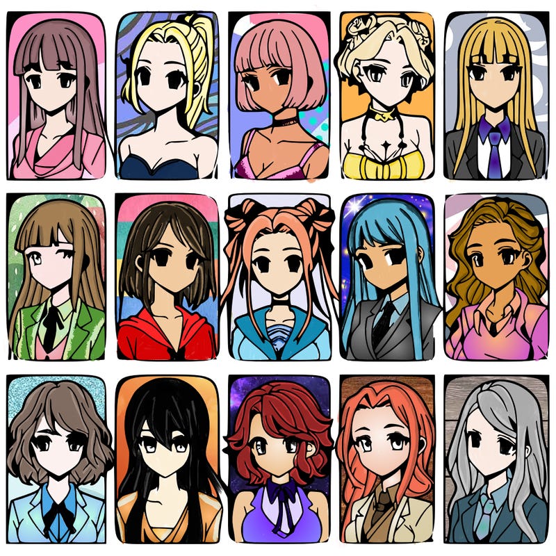 girls that look diffrent anime