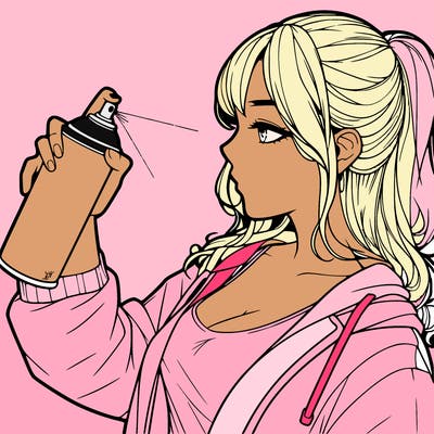 a realistic girl spray, painting