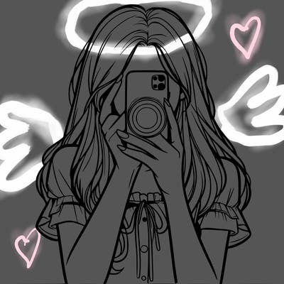 a realistic girl holding her phone taking pictures