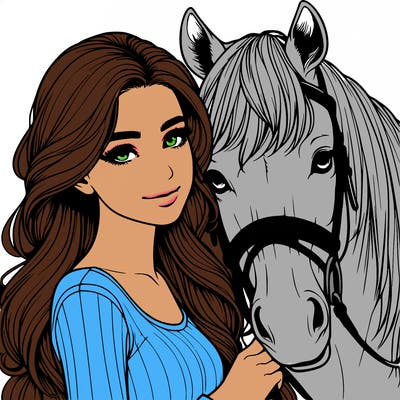 realistic girl with horse