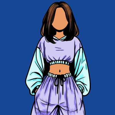 realistic girl faceless with baggy pants and a crop top