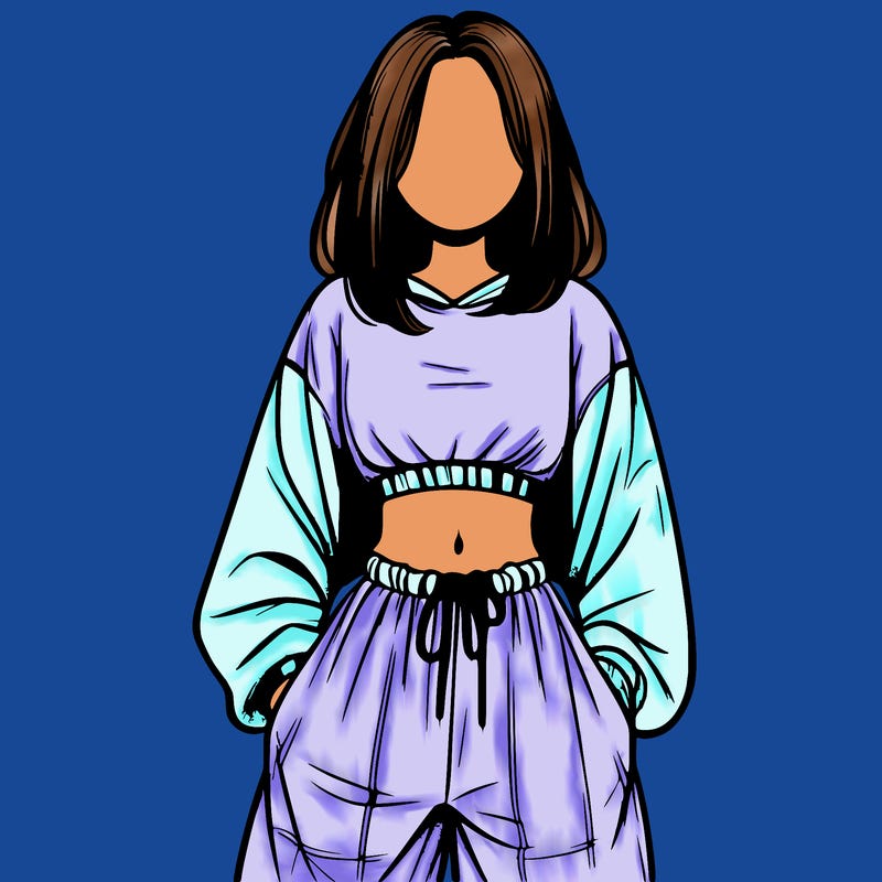 realistic girl faceless with baggy pants and a crop top