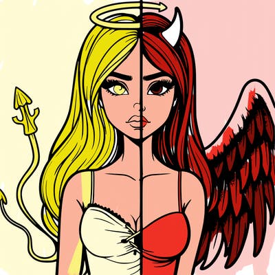 devil vs angel realistic girl
