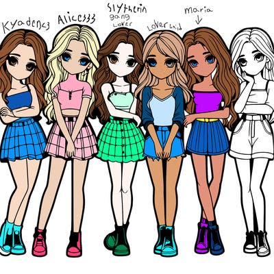 a group of girls realistic