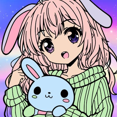 anime girl with a bunny sweater
