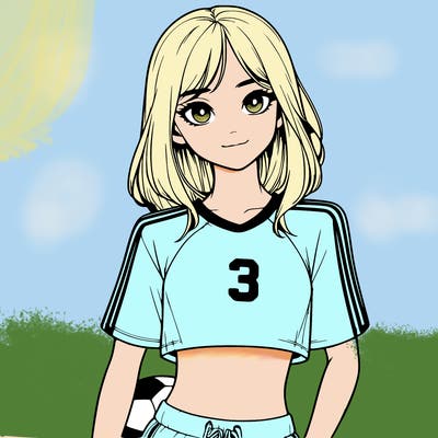 realistic girl wearing soccer jersey