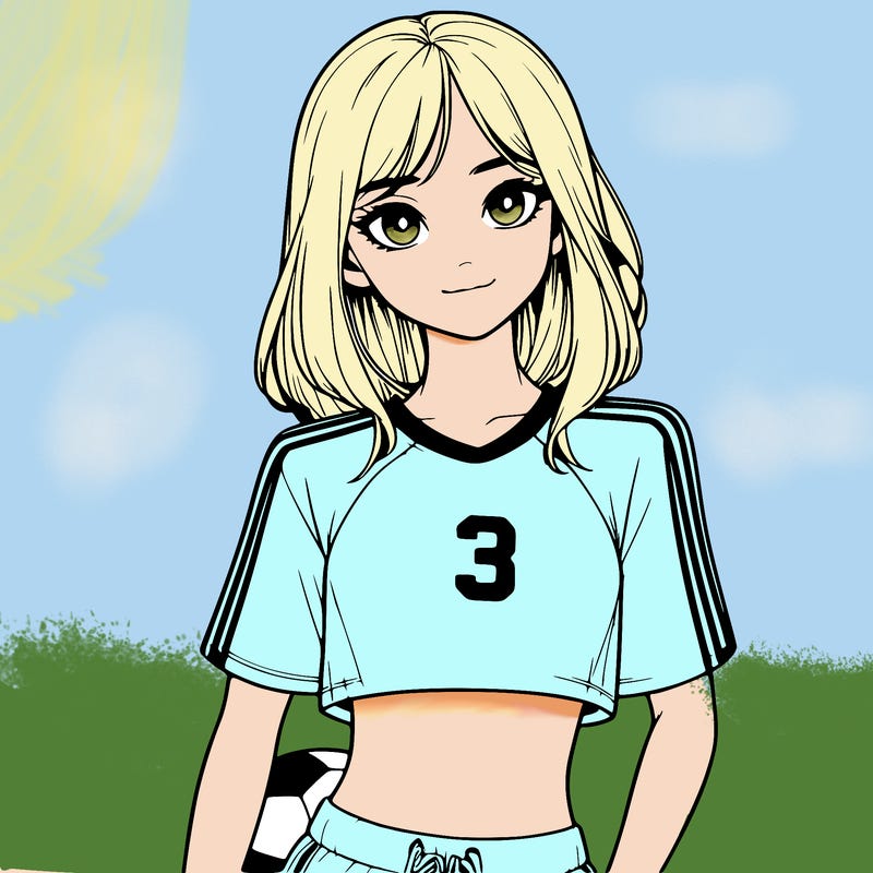 realistic girl wearing soccer jersey