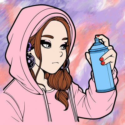 a realistic girl, spray painting