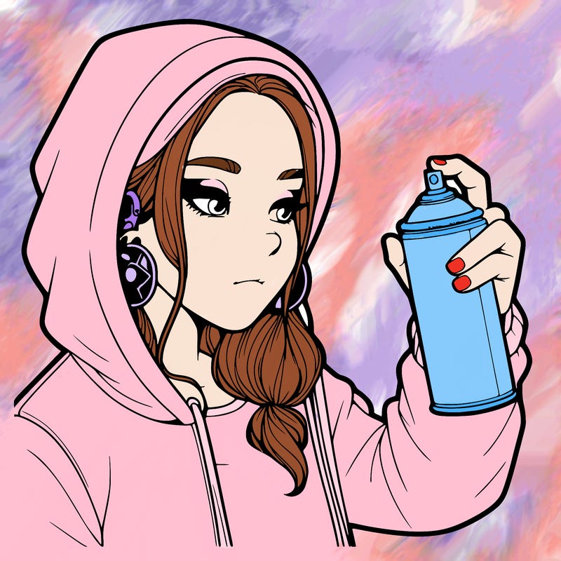 a realistic girl, spray painting