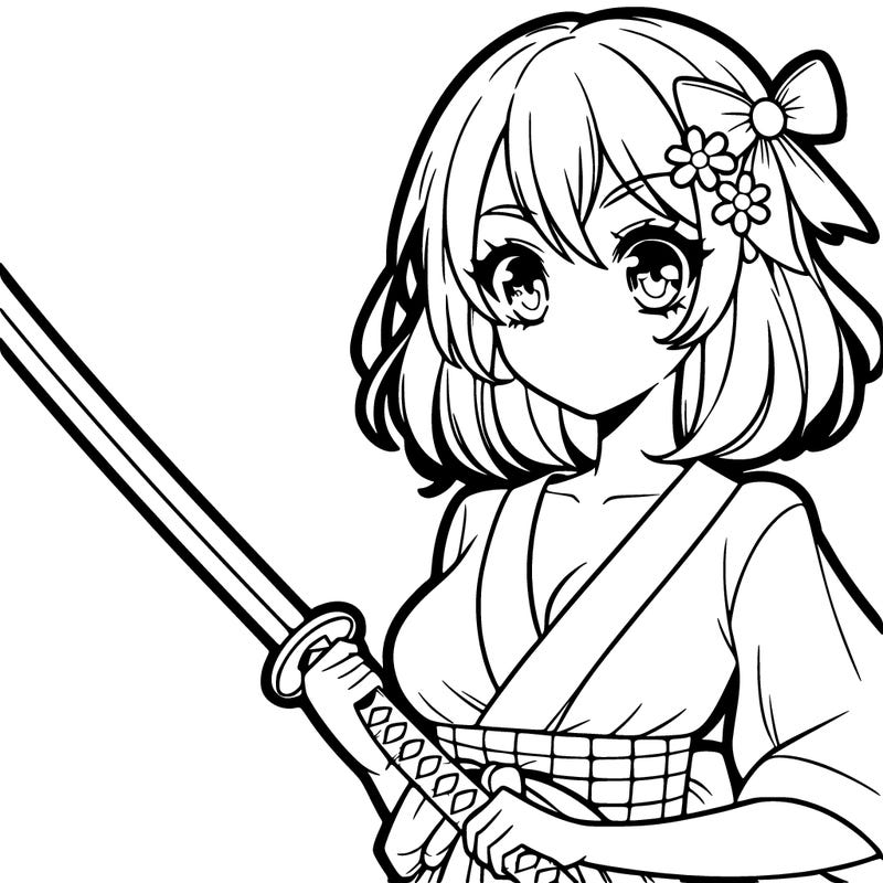a pretty girl with a katana