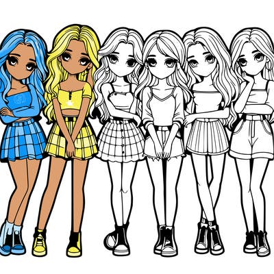 a group of girls realistic