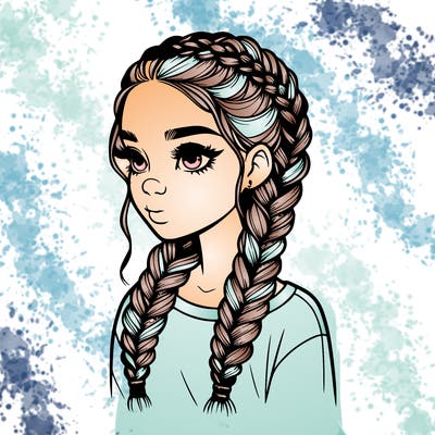 realistic girl with braids
