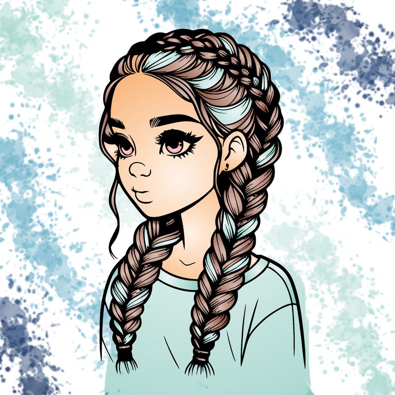 realistic girl with braids