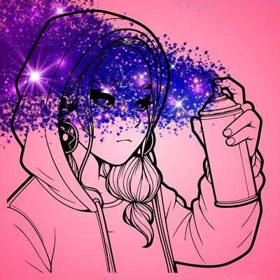 a realistic girl, spray painting