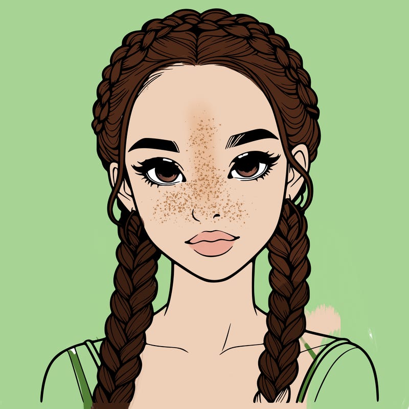 realistic girl with braids