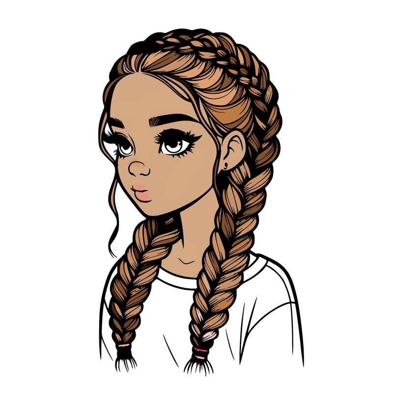 realistic girl with braids