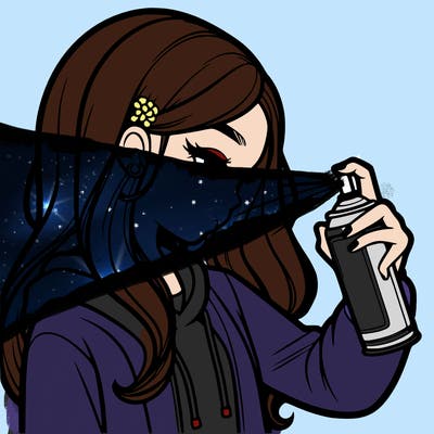 a realistic girl spray painting