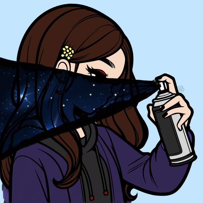 a realistic girl spray painting