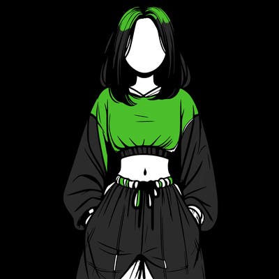 realistic girl faceless with baggy pants and a crop top