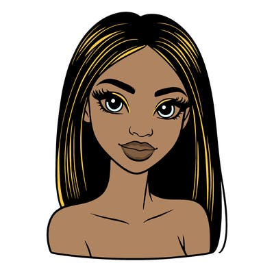 beautiful black woman with straight hair