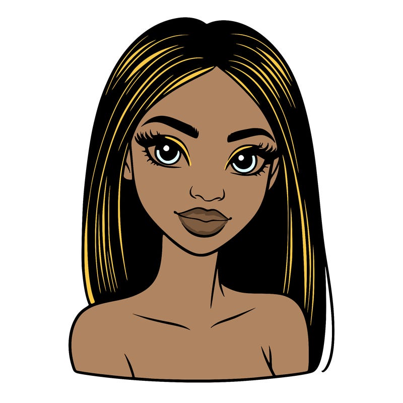 beautiful black woman with straight hair