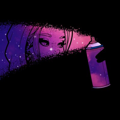 a realistic girl, spray painting