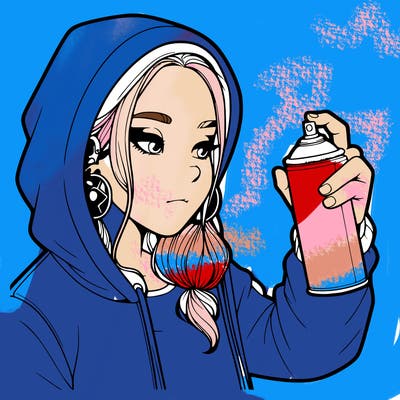 a realistic girl, spray painting