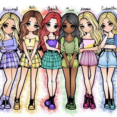 a group of girls realistic
