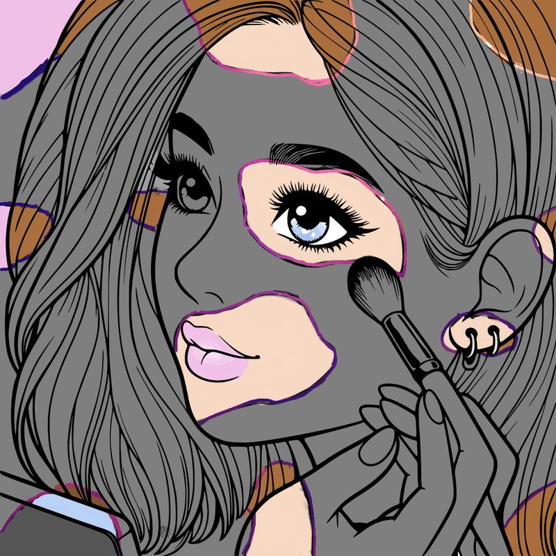 a realistic girl doing her makeup