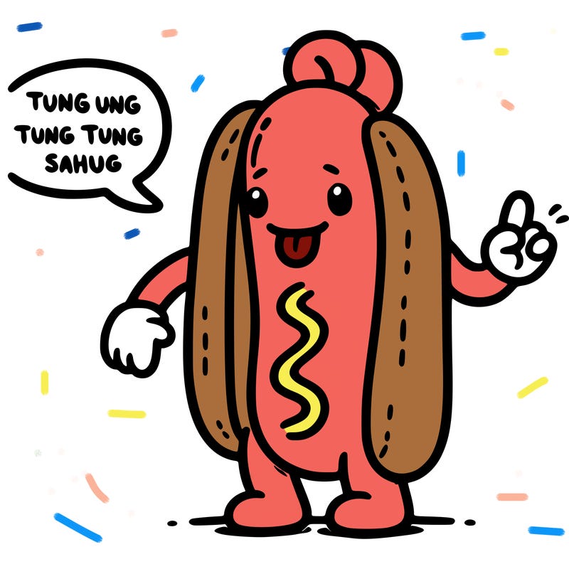 a hot dog dog with tung tung tung sahud