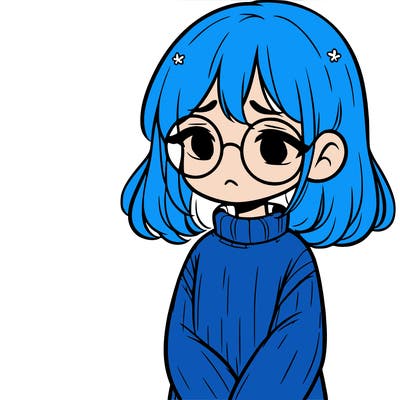 sad girl with glasses in a sweater