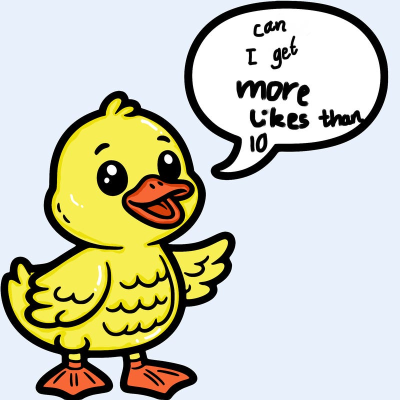 a duck with a word bubble