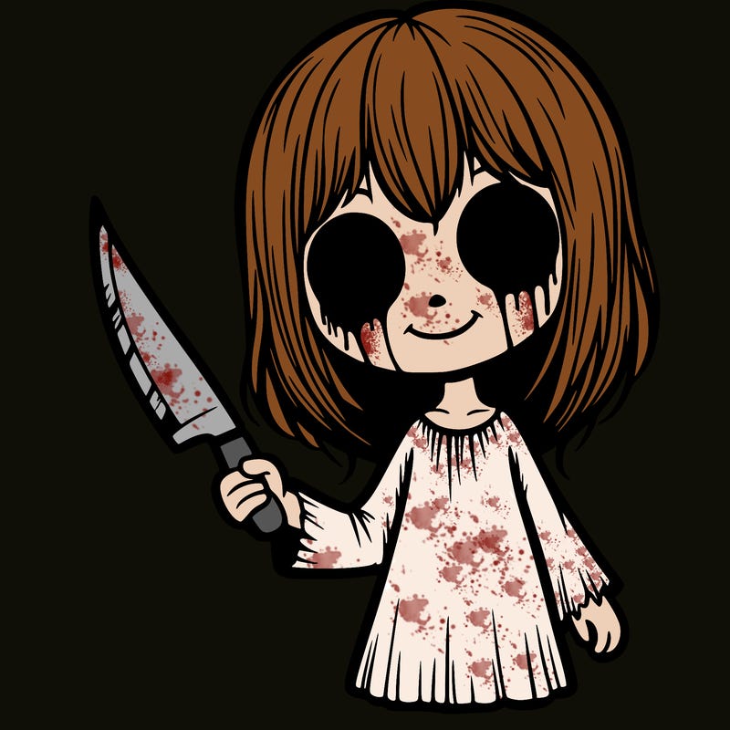 creepy girl with knife