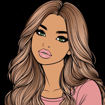 realistic girl with hair on her hair and lips