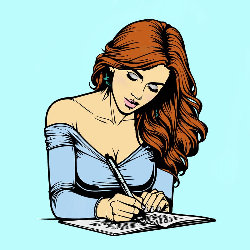 realistic female writing poetry